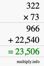 How to calculate 322 times 73 using long multiplication