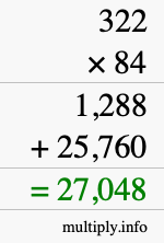 How to calculate 322 times 84 using long multiplication How to calculate 322 times 84 using long multiplication