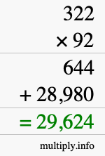 How to calculate 322 times 92 using long multiplication How to calculate 322 times 92 using long multiplication