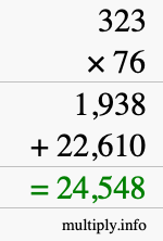 How to calculate 323 times 76 using long multiplication
