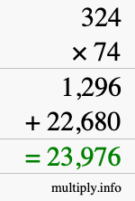 How to calculate 324 times 74 using long multiplication
