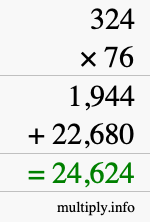 How to calculate 324 times 76 using long multiplication