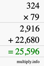 How to calculate 324 times 79 using long multiplication