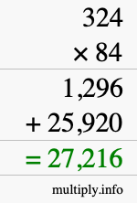 How to calculate 324 times 84 using long multiplication