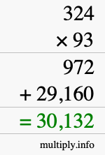 How to calculate 324 times 93 using long multiplication How to calculate 324 times 93 using long multiplication