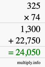 How to calculate 325 times 74 using long multiplication