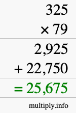 How to calculate 325 times 79 using long multiplication