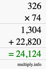 How to calculate 326 times 74 using long multiplication