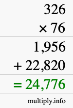 How to calculate 326 times 76 using long multiplication