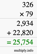 How to calculate 326 times 79 using long multiplication