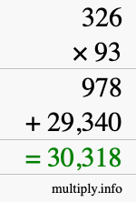 How to calculate 326 times 93 using long multiplication