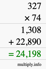How to calculate 327 times 74 using long multiplication