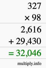 How to calculate 327 times 98 using long multiplication