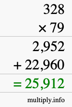 How to calculate 328 times 79 using long multiplication