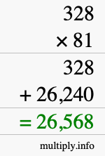 How to calculate 328 times 81 using long multiplication