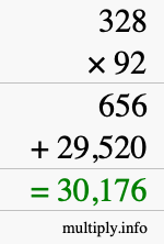 How to calculate 328 times 92 using long multiplication How to calculate 328 times 92 using long multiplication