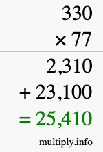 How to calculate 330 times 77 using long multiplication