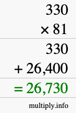 How to calculate 330 times 81 using long multiplication