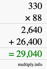 How to calculate 330 times 88 using long multiplication How to calculate 330 times 88 using long multiplication