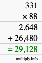 How to calculate 331 times 88 using long multiplication