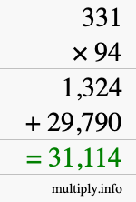 How to calculate 331 times 94 using long multiplication How to calculate 331 times 94 using long multiplication