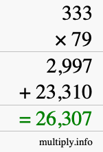 How to calculate 333 times 79 using long multiplication