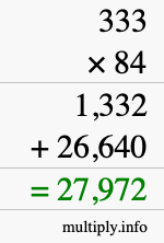 How to calculate 333 times 84 using long multiplication How to calculate 333 times 84 using long multiplication