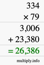 How to calculate 334 times 79 using long multiplication
