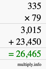 How to calculate 335 times 79 using long multiplication