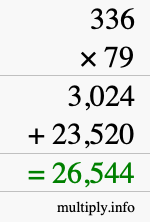 How to calculate 336 times 79 using long multiplication
