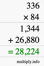 How to calculate 336 times 84 using long multiplication