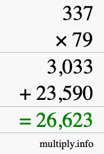 How to calculate 337 times 79 using long multiplication