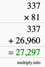 How to calculate 337 times 81 using long multiplication