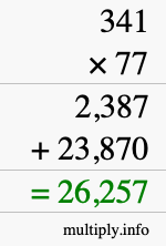 How to calculate 341 times 77 using long multiplication