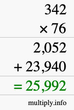 How to calculate 342 times 76 using long multiplication
