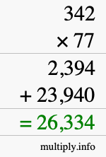 How to calculate 342 times 77 using long multiplication