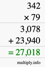 How to calculate 342 times 79 using long multiplication