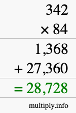 How to calculate 342 times 84 using long multiplication How to calculate 342 times 84 using long multiplication