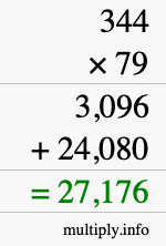 How to calculate 344 times 79 using long multiplication