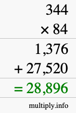 How to calculate 344 times 84 using long multiplication How to calculate 344 times 84 using long multiplication
