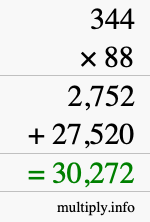How to calculate 344 times 88 using long multiplication How to calculate 344 times 88 using long multiplication