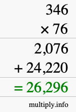 How to calculate 346 times 76 using long multiplication
