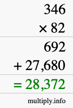 How to calculate 346 times 82 using long multiplication How to calculate 346 times 82 using long multiplication
