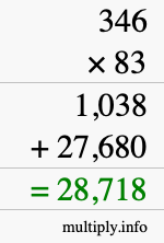 How to calculate 346 times 83 using long multiplication