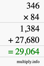 How to calculate 346 times 84 using long multiplication How to calculate 346 times 84 using long multiplication