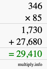 How to calculate 346 times 85 using long multiplication How to calculate 346 times 85 using long multiplication