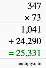 How to calculate 347 times 73 using long multiplication