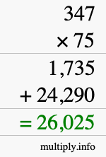 How to calculate 347 times 75 using long multiplication