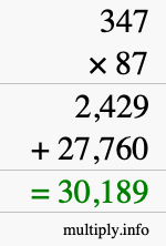 How to calculate 347 times 87 using long multiplication