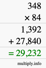 How to calculate 348 times 84 using long multiplication How to calculate 348 times 84 using long multiplication